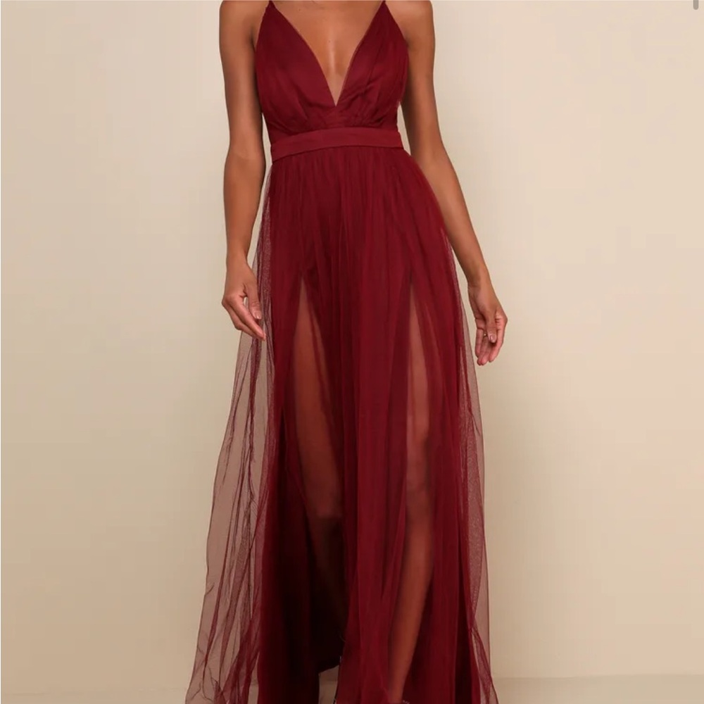 Lulu's Burgundy Backless Dress